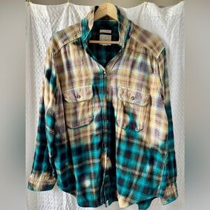 American Eagle Deconstructed Plaid Flannel Shirt, Sz. L